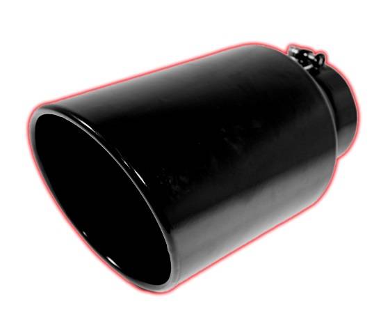 FLO PRO - FLO PRO 4"INLET X5"-OUTLET X15"-LENGTH BLACK ROLLED ANGLE SLANT BOLT-ON 405015RACBK