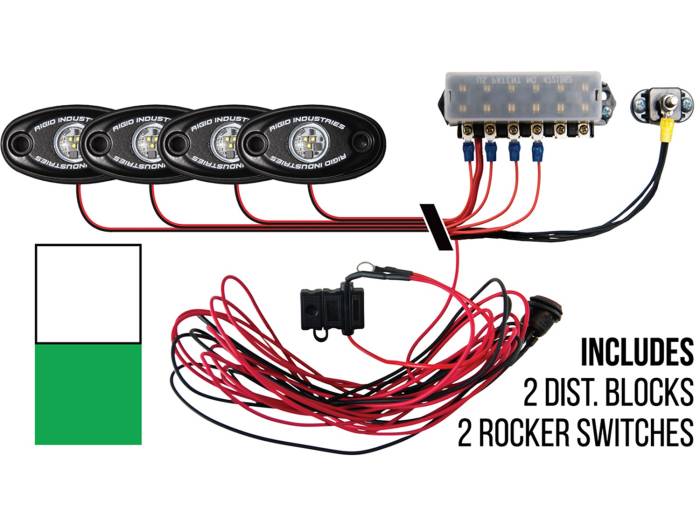 Rigid Industries - Rigid Industries Boat Deck Kit, 4 LIGHTS-2CW 2GR 40083